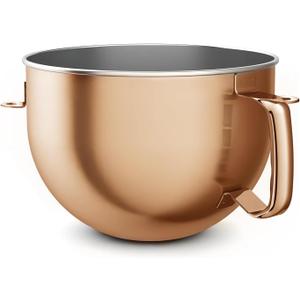 Copper Color Stainless Steel Mixer Bowl, Compatible with KitchenAid Series 5.5-6 QT Lift Stand Mixer, Suitable for KV25, KV25KP26, KB26, Dishwasher Safe, Heavy Duty, No Residue, Ergonomic Handle