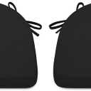 Shinnwa Kitchen Chair Cushions Set of 2, Non-Slip Dining Chair Cushions with Ties and Machine Washable Cover, 2 Pack, 17 x 16.5 x 2in, Black
