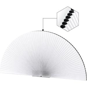 Arch Window Shades Blackout Half Circle Cellular Shades, Pleated Blinds Half Moon Window Shades for Semi Circle Windows, Easy Cut and Install, (Radius: 36", White)