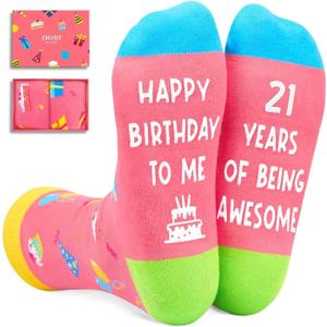 Zmart 21st Birthday Gift Ideas for Women - 21 Year Old Women Men Birthday Socks