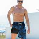 Goodstoworld Men's Funny Swim Trunks with Compression Liner 2 in 1 Quick-Dry 9" Stretch Shorts with Three Pockets (XL)