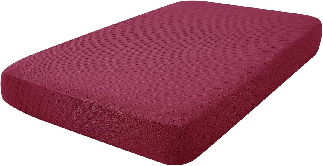 hyha Outdoor Couch Cushion Covers, Sectional Couch Sofa Covers Washable, Jacquard Diamond Lattice, Stretch Sofa Seat Cushion Cover for Indoor/Outdoor Patio Furniture (1 Piece for Medium, Wine Red)
