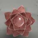 Pretty Home Ceramic Lotus Candle Holder Handmade Petals Style Flower Tea Lights Holder Home & Tabletop Centerpiece Decoration (Pink)