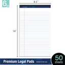 Woodlake Legal Pads 8.5 "x 14" – 6‑Pack, Wide Ruled, Premium White Paper Pad No ink Bleed, Micro‑Perforated Writing Pads,50 Sheets, Legal Size Note pads for School, Office & Home, Made in USA
