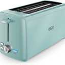 BELLA 4 Slice Toaster, Long Slot & Removable Crumb Tray, 7 Shading Options with Auto Shut Off, Cancel & Reheat Button, Toast Bread & Bagel, Aqua
