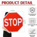 Tellegloww 1 Pack Large Stop Sign 30 x 30 Inch Street Road Sign High Intensity Rust Free Aluminum Street Slow Warning Reflective Waterproof Traffic Safety Stop with 2 Pre-drilled Holes for Driveway