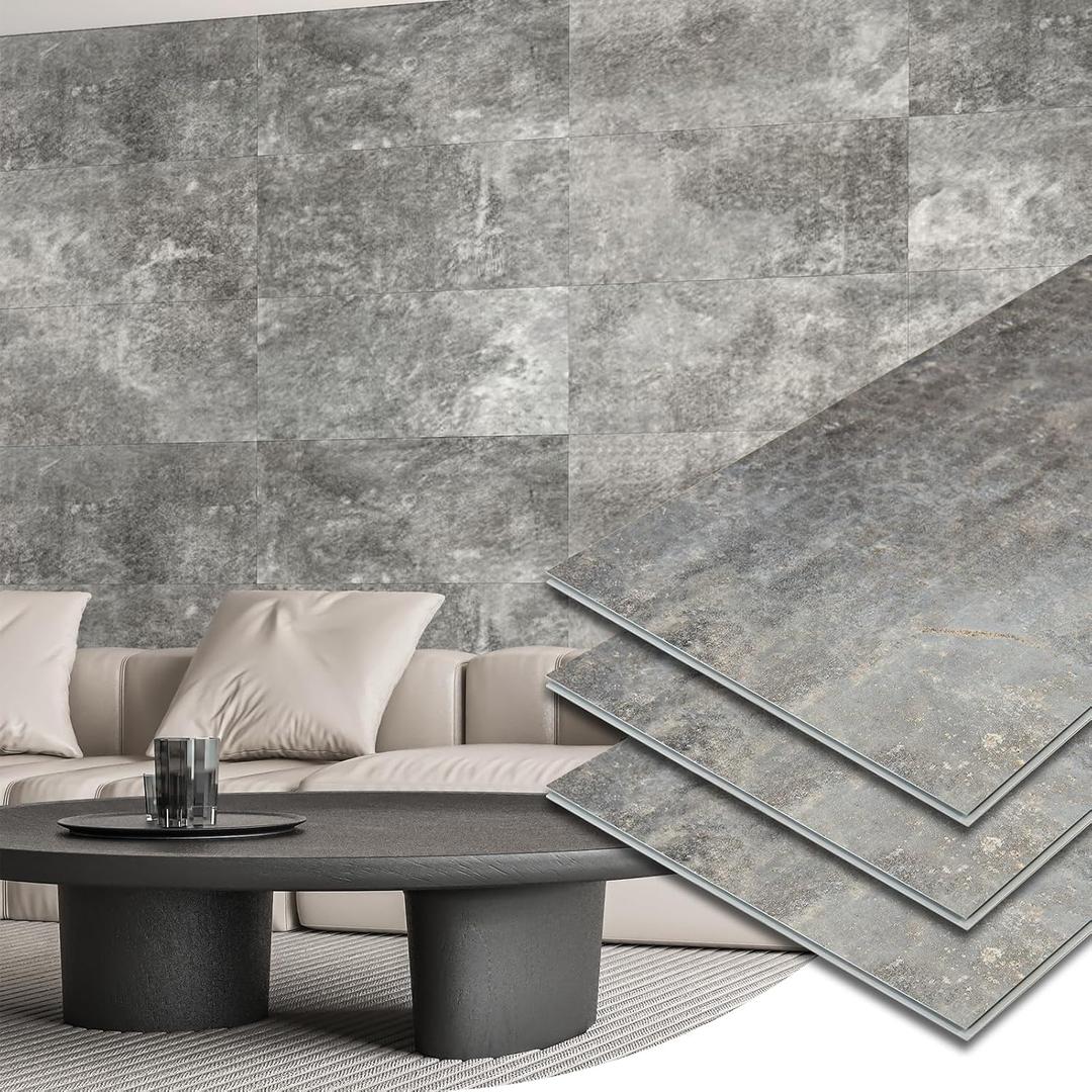 Art3d 10-Pack 24"x12" SPC Wall Panels, 20 Sq.feet Waterproof Click Lock Panels for Interior Wall Decor, Rigid Core Wall Panel for Bathroom, Kitchen, Living Room, Deep Marble Gray, 24*12in