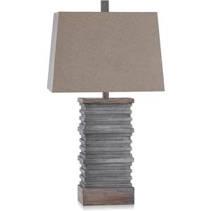Stylecraft Home Collection Casual Stacked Plate Design Table Lamp - Slate & Sepia
