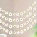 4 Packs Daisy Banner Garland Groovy Hippie Boho Birthday Decor Daisy Party Decoration Spring Flower Hanging Banner Daisy Paper Cutouts for Girl Birthday Supplies