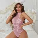 2 x Avidlove Teddy Lingerie for Women Sexy Mesh Bodysuit Snap Crotch Body Suits Sheer Emboroidered One Piece Babydoll (White, XL)