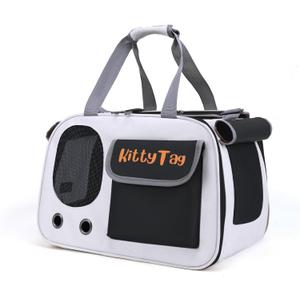 Pet Carrier, Puppy Small Dog Carrier, Cat Carrier Bag, Waterproof Premium PU Leather Carrying Handbag for Outdoor Travel Walking Hiking Shopping (Black)