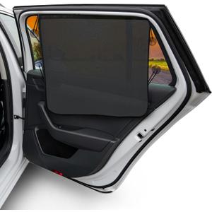 EcoNour Magnetic Car Sun Shade Side Window (2 Pack) | Rear Window Sun Shade, Blocks Harmful UV Rays | Ensures Privacy Protection | Baby Travel Accessories | Magnetic Curtain for Baby and Kids (Black Suction Magnet)