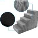 Best Pet Supplies Dog Stairs for Small Dogs & Cats, Foam Pet Steps Portable Ramp for Couch Sofa and High Bed Non-Slip Balanced Indoor Step Support, Paw Safe No Assembly - Gray, 5-Step
