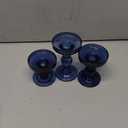 GMWD 3 Pcs Glass Candle Holder Set Clear, Blue Candlesticks Holders Pillar Taper Candles Tealight Stand for Wedding Centerpieces Home Decorations Dining Table