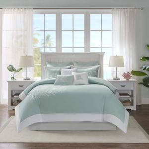 Harbor House 100% Cotton Duvet Cover, Jacquard Coastal Coral Duvet Cover Set  Light Weight Bed Comforter Covers, Coastline Blue King/Cal King (106"x90") 3 Piece
