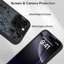 OOK Case Fit for iPhone 16 Pro 6.3 Inch (Compatible with MagSafe) Gray Floral Flowers Soft TPU and Hard PC Phone Cover with Kickstand Anti-Scratch Shockproof Protection Magnetic Case for Women