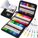 ZSCM Art Duo Tip Brush Markers Set, 60 Colors Fine Brush Tip Artist Drawing Pens Set with Coloring Book, for Adult Sketching Journal Planner School Supplies Gifts