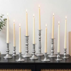 Mumufy Matte Candlestick Holders, Metal Wedding Taper Candle Holders Vintage Candles Stand Set, Candle Stick Decor for Mantel Table Centerpiece Wedding Dining Table Decor Mantelpiece(Silver,10 Pcs)