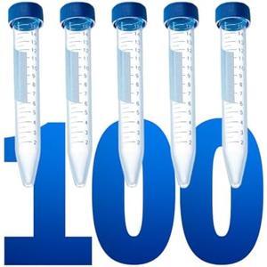 LabXcel 15ml Polypropylene Conical Centrifuge Tubes, [100 Pack] – Plastic Test Tubes with Caps, Printed Graduation, Blue Flat Screw Caps, High Speed Centrifugation, for Med and Lab Use [15ml, 100pcs]
