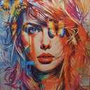 Colorful Woman Wall Art Abstract Graffiti Girl Paintings Female Portrait Poster Prints for Living Room Decor, 23.5x16 Inches