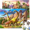 RANSUNN Dinosaur Puzzles for Kids Ages 6-8 4-6 Year Old - World of Huge Dinosaurs,2 Packs 60 Pieces Jigsaw Puzzle for Toddler Children Learning Educational Puzzles Toys for Boys and Girls.