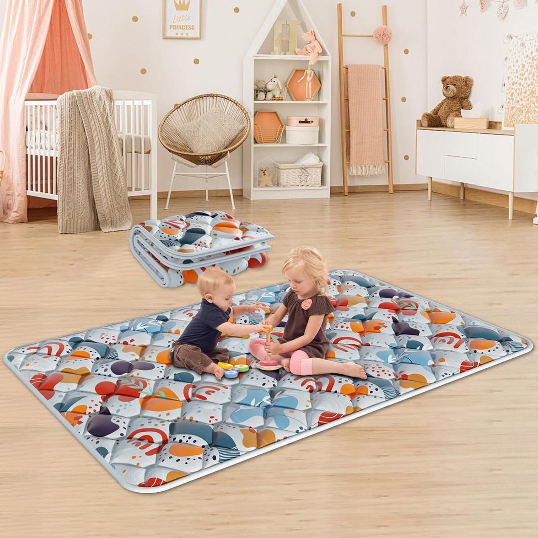 Fshibila 74"  50 Baby Play Mat for Playpen, Baby Playmat for Floor, Thick Ultra Soft Play Mat for Babies and Toddlers Infants Playing or Crawling, Grey