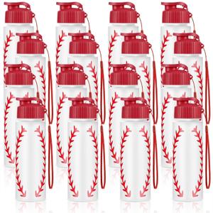 Olgaa 16 Pcs Baseball Water Bottle Bulk 20 oz Baseball Reusable Water Drink Bottles Sports Accessories for Party Favor Players Lovers Team Gifts