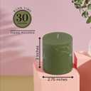 Simply Soson 3x3 inch Dark Moss Green Pillar Candles Set of 3, Rustic Texture, Unscented Green Candles, Dripless Candles, 3 inch Pillar Candles for Wedding Parties Spas Dinner Home Decoration Church