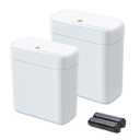 funest 2 Pack Bathroom Trash Can with Lid, 3 Gal/12 L & 2.7 Gal/10L Garbage Can with Pop-Up Lid, Small Spaces Plastic Trash Can, Slim Trash Bin Waste Basket for Bathroom,Rv, Office, White