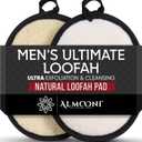 Sturdy Natural Loofah for Men, The Ultimate Men's Loofah Body Scrubber Made with Natural Egyptian Shower luffa Sponge, Bath Shower Sponge lufas for Men - 2 Count (1 Pack) - Black