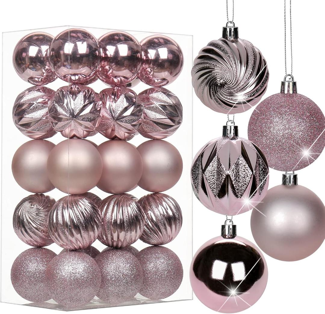 2.36" Christmas Ball Ornaments Pink 30 Pcs Small Shatterproof Christmas Tree Decorations Xmas Tree Christmas Ornaments Balls with Hanging Loop for Wedding Holiday Party Wreath Home Decor