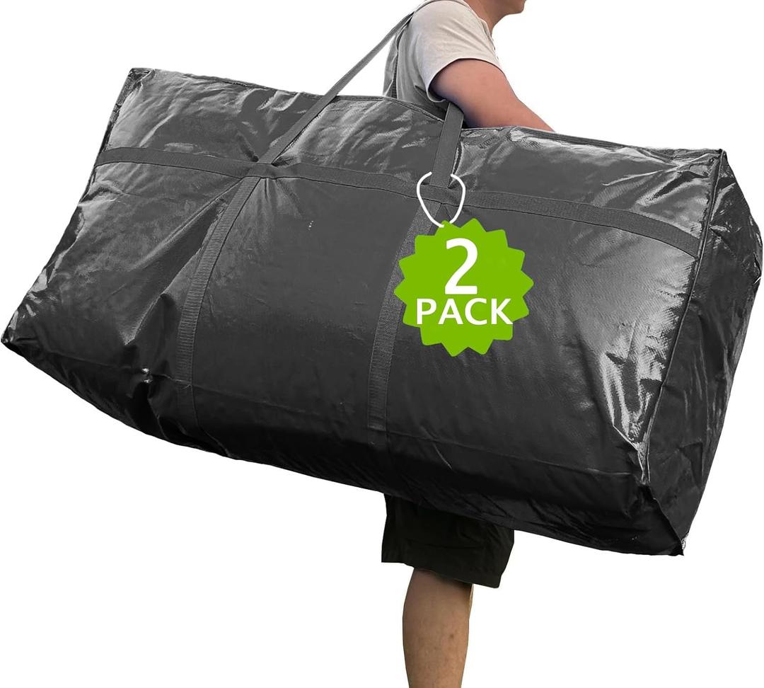 66 Gallon Extra Large Storage Bags, Huge Moving Bags Heavy Duty with Zipper and Stronger Handles, Big Foldable Duffle Bag for Travel - Storage Totes Moving Boxes for College, Christmas Tree, Bedding (250L, Pack of 2, Black)