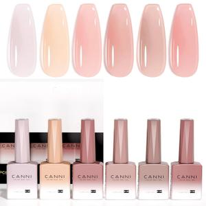 CANNI 6 Colors 9 Ml Jelly Gel Nail Polish Set- Neutral Transparent Jelly Nude Pink Colors Sheer Gel Polish Kit, Soak Off LED Nail Gel Manicure Kit DIY at Home Salon Gifts