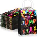 Crtiin 32 Pieces Trampoline Jump Goodie Bags Jumping Theme Party Favors Bags with Handles Paper Goodie Colorful Party Favors for Kids Adults Birthday Decoration Supplies