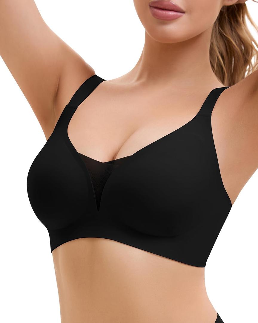 WOWENY Wireless Bras for Women No Underwire Push Up Bra Comfort Seamless Full Coverage Bralettes with Support Everyday Bra (XL)