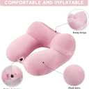 Sintuff 2 Pack Inflatable Travel Pillow for Airplanes Inflatable Neck Flight Pillows with Compact Bag and Blindfold for Traveling, Airplane, Train, Car, Office(Dark Gray and Light Pink)