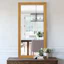 Chende Large Gold Mirror, 52.4''x29'' Antique Decorative Mirrors for Wall with Leaves Wood Frame, Rectangle Ornate Mirror for Living Room, Bathroom, Dining Room, Entryway