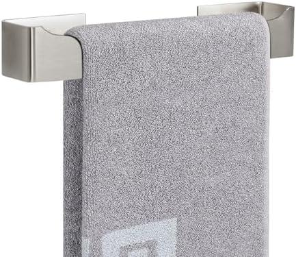 NearMoon Self Adhesive Hand Towel Holder/Towel Ring, Stainless Steel Hand Towel Bar Rustproof Stick on Wall-Towel Rack for Bathroom/Kitchen, Square Sticky and Wall Mounted (12 Inch, Brushed Nickel)