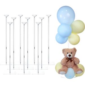 TEKXYZ Clear Acrylic Balloon Stands for Table, Adjustable Height 15.75 Inch, 23.6 Inch, 31.5 Inch Reusable Balloon centerpieces for Tables, for Wedding, Birthdays Table& Floor Decor (Set of 10)