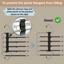 Pants Hangers Space Saving, 5 Tier Jeans Hanger for Closet, Black Multiple Heavy Duty Stainless Steel Pant Rack for Trousers, Legging with 20 Clips (4 Pack)
