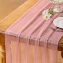 Socomi 10pcs Dusty Rose Gauze Table Runner Bulk 10ft Chiffon Like Wedding Table Runner for Bridal Shower Decorations Baby Shower, Dusty Rose