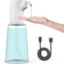 Automatic Soap Dispenser Adjustable,4 Adjustable Levels Rechargeable Electric Liquid Dispenser,450ml Touchless Hand Sanitizer Pump for Bathroom and Kitchen,The Bottle is Replaceable (White)