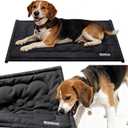 Chew Proof Dog Bed, Chew Resistant Dog Crate Pad for Aggressive Chewers, Machine Washable Kennel Mat for Medium or Large Dogs, Black, 35''x22''