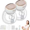 Onlyeah Hands Free Breast Pump, Wearable Breast Pump Portable Breast Pump Electric Breast Pump Hands Free,3 Modes-9 Levels Painless Low Noise Touch Screen Baby Pump with 1 Pack (2)