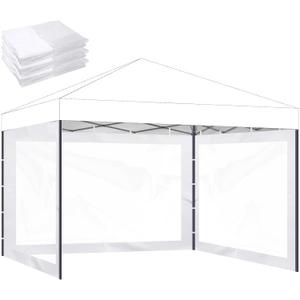 Instant Canopy Sidewalls for 10x10 Pop Up Canopy Tent, 300D Waterproof Material for Outdoor Events, Vendor Booths, and Privacy (Sidewalls Only) (White, 10x10ft-clear Window)