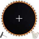 Trampoline Mat, Fits 15 ft Frame, with 96 V-Rings Fits 6.5 inch, Replacement Mat(Mat Dia:161in), Reinforce, UV-Resistant, with Spring Hook and Gloves, Not Include Spring