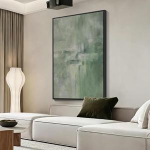 Abstract Green Solid Wood Framed Canvas Wall Art Living Room Home Decor, 30"L x 20"W