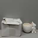 Willinglong Easter Bunny Eggshell Vase for Flowers 4.3 Inch Easter Spring Tabletop Centerpiece Rabbit Figurine Statue Eggshell Ceramic Vase Rustic Craft for Home Dining Table Living Room Decoration