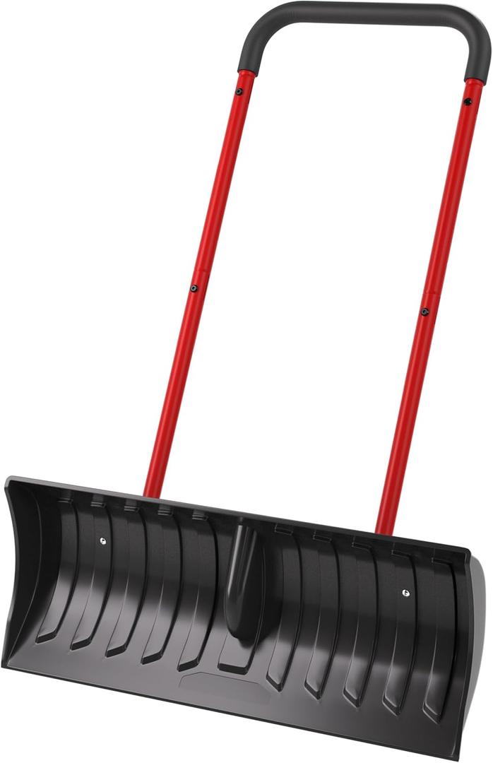 30 Inch Snow Shovel for Driveway, Heavy-Duty Snow Pusher & Snow Plow, Lightweight Wide Blade for Fast Snow Removal, Back Saver Winter Tool for Driveway, Sidewalk, Patio, Deck