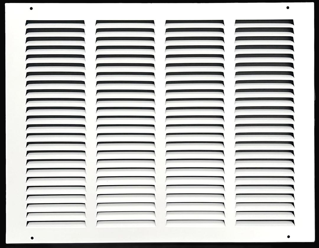 Fits 16x12 Duct Opening Stamped Steel Return Air Grille Vent Cover Grille for Sidewall and Ceiling in White Surface Dimensions: 17.75"W X 13.75"H (16" W x 12" H Duct Opening)
